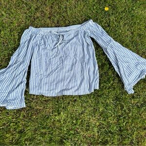 American Eagle Outfitters Blue and White Striped Blouse